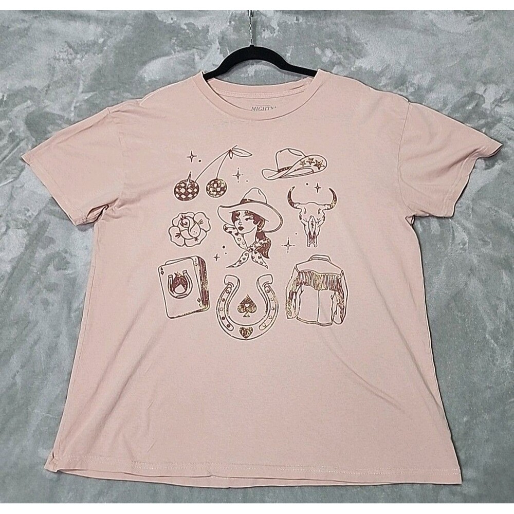 Mighty Fine Faded Apricot Womens T-Shirt Size Small (Oversized)